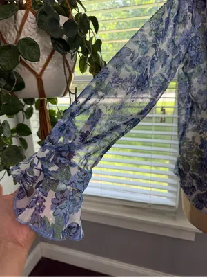 Sabina Musayev Sheer Floral Ruffle Tie-Neck Blouse Size XS thumbnail 2