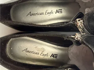 American Eagle Women's Black Leather Side-Zip Low Profile Ankle Shoes 8.5 thumbnail 6
