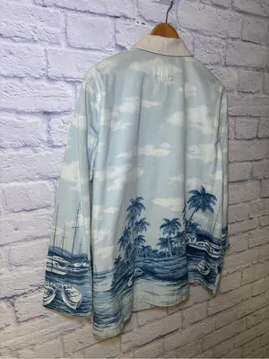 RALPH LAUREN Naval Supply Size M Barn Jacket Blue St Martin Island Boat Print thumbnail 14
