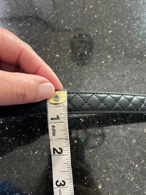 Michael Kors Black Quilted Silver MK Logo Buckle Belt Size Large thumbnail 8