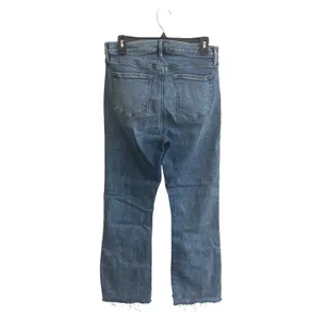 LOFT The Kick Crop Jeans Women 10/30 Blue Medium Wash Raw Hem High Rise Denim thumbnail 4