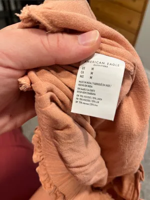 American Eagle Linen Blend Paperbag Pants in Pink Size Medium thumbnail 7