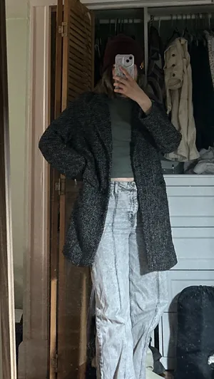 Zara Herringbone wool blend coat thumbnail 1