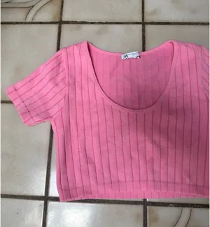 Brand New Zara SEAMLESS TOP Pink Size Large thumbnail 3