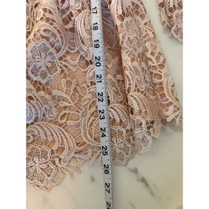 Boston Proper Pink Lace Off the Shoulder Bell Sleeve‎ Top Pom Pom Trim Size 10 thumbnail 8
