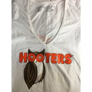 B43 Hooters Girl Worn Super Sexy Uniform VNeck Tee White Size XS thumbnail 2