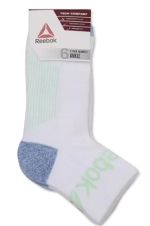 Reebok Target Cushion White Ankle Socks 6 Pairs Shoe Size 4-9 Comfort NEW Womens thumbnail 1