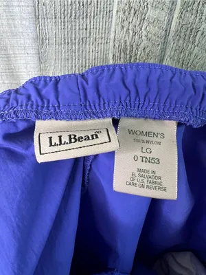 L.L. Bean Large Nylon Blue Capri Cropped Pants Stretch Drawstring Waistband thumbnail 3