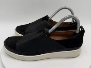 Vionic Zinah Shoes Womens Size 7 Black Leather Suede Slip On Orthotic‎ Comfort thumbnail 1