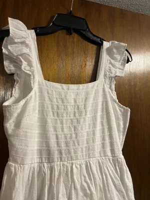 Francesca's White Ruffle Mini Dress With Bows thumbnail 2