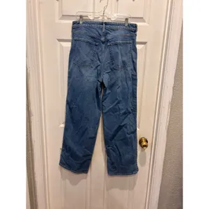 Old Navy Sky-Hi Wide Leg‎ Jeans Braided Side Seam Medium Wash Denim Womens 12 thumbnail 5
