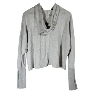 Nike Yoga‎ Women's Dri-Fit Gray Cropped Hoodie Sweatshirt Training XL thumbnail 2