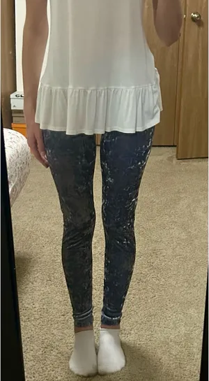 Aerie Blue Crushed Velvet Leggings thumbnail 1