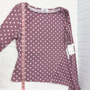 Electric Behavior Dusty Rose Polka Dot Long Sleeve Top size M‎ thumbnail 9