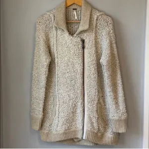 Free People Boho Cardigan Fuzzy Boucle Oversized Sweater Jacket thumbnail 2