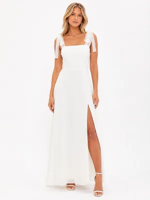 NEW Lulus Radiant Romance White Tie-Strap Maxi Dress Sz Large Wedding Bridal thumbnail 2