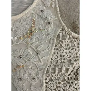 Ginnicks by BKE Women's Ivory Tunic Tank Top M Lace Rhinestone Trim thumbnail 7