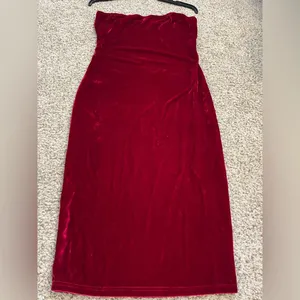 Red velvet tube top dress thumbnail 3