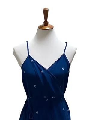 Universal Thread Midi Floral Wrap Dress Blue Size XL Vacation Beach Coastal Boho thumbnail 6