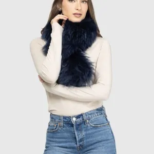Club Monaco Faux Fur Pull Through Scarf Womens OS‎ Black Winter Collar Stole thumbnail 2