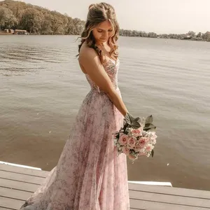 Jovani Dress peal pink long flowing prom dress thumbnail 2