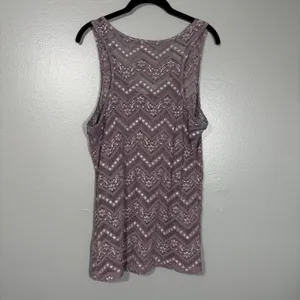 BKE Women's Y2K Gray & Silver Lace & Metallic Tank Top - Size Large - Chevron thumbnail 7