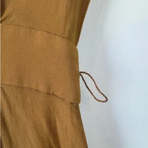 Madewell Camel Tan Linen-Blend Dolman-Sleeve Tie-Waist Midi Dress Women's Size 4 thumbnail 5