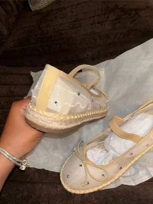 Women’s Beige Mary Jane Ballerina Flats with Bow and Studs thumbnail 3