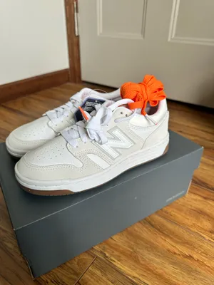 New Balance Men's 480L White Cream Sneakers with Orange women's 5.5 thumbnail 4