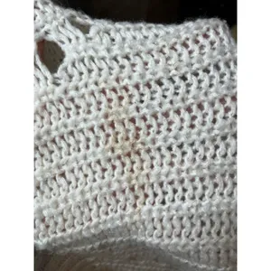 American Eagle Crochet Knit Sweater XL Cream Chunky Textured Open Weave thumbnail 5