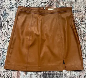 NWT Altar’d State Camel Brown Faux Leather Mini Skirt Size Large thumbnail 1