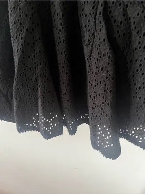 100% Cotton Black Eyelet Midi Skirt XL Romantic Cottagecore Modest Flowy Capsule thumbnail 4