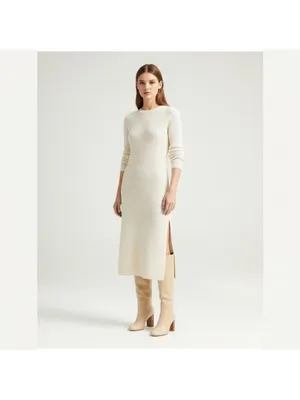 MANGO Cream Leather Knee High Boots, animal print 8.5 Office Siren, Minimalist thumbnail 3
