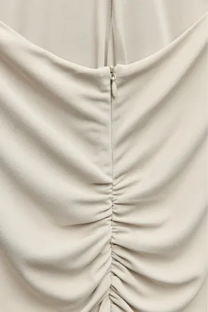 Zara dress gown fitted maxi bodycon Gray Halter formal evening wedding thumbnail 18