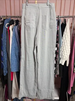 Zara Light Gray High Rise Wide Leg Jeans Full Length Denim Pants. Size S thumbnail 6