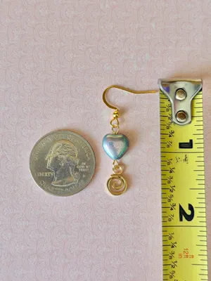 Handmade boho dainty whimsy quality Czech glass beads & swirl dangle earrings💜🩵💙 thumbnail 5