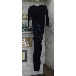 Betsy & Adam Womens Velvet Gown with 3/4 Sleeves B264 Navy Blue 4 thumbnail 2
