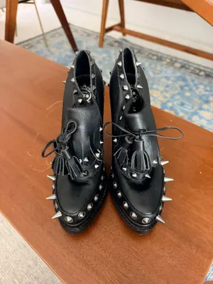 Jeffrey Campbell braveheart black leather studded platform goth metal booties 9 thumbnail 4