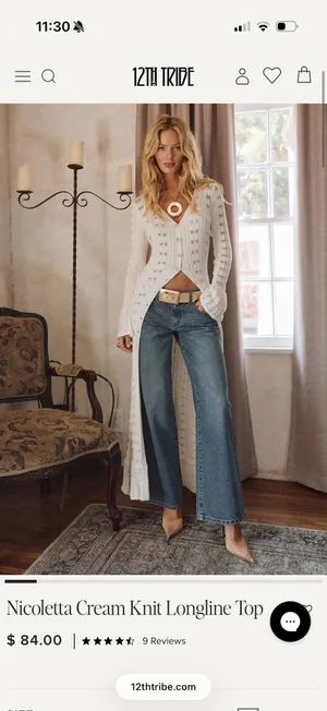 12th Tribe Nicoletta Cream Knit Longline Top thumbnail 3