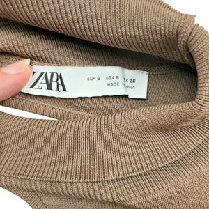 Zara Mink Brown Bandage Knit Asymmetrical Bodycon Midi Dress One Shoulder SMALL thumbnail 5
