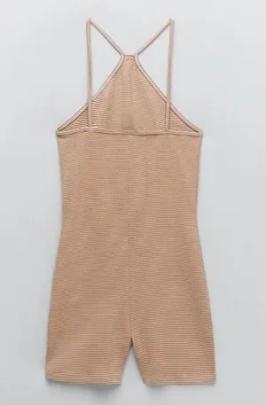 ZARA Striped High Neck Jumpsuit/Bike Short thumbnail 2