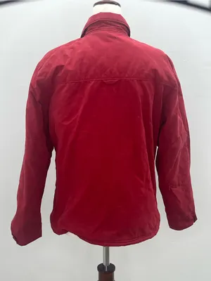 Woolrich Womens Red Quilted Plaid Lined Corduroy Trim Field Utility Jacket Small thumbnail 7