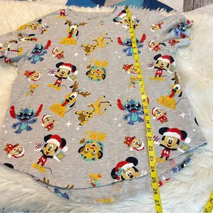 Disney 100 Character Christmas Shirt Sleeve T Shirt Juniors XXL Gray Stitch thumbnail 7