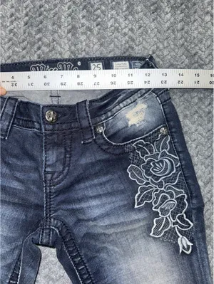 Miss Me Womens Ankle Skinny Medium Wash Embroidered Mid Rise Sz 25 thumbnail 8