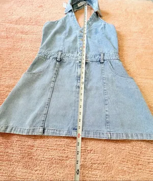 Zara Denim Halter Mini Dress Light Wash Sleeveless Button Front Size M NWT thumbnail 2