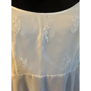 Lord & Taylor Babydoll Nightie Chemise Chiffon Embroidered Flowers Vintage Large thumbnail 4