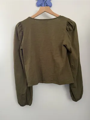 Nation LTD XS Pascale Top Lagoon Olive Boxy Relaxed Square Neck thumbnail 4