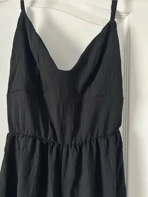 Shein Black Wide-Leg Sleeveless Jumpsuit with Open Back Self Tie Bow thumbnail 3