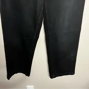 PAIGE Nellie‎ Coated Black High Rise Wide-Leg Cropped Pants thumbnail 5
