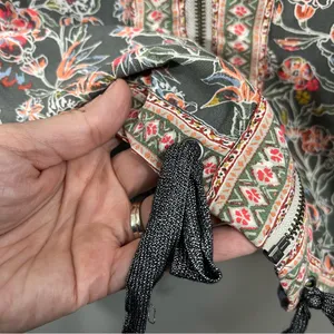 Free People Windflowers Printed Kinched Zip Kimono Grey XS/S thumbnail 4